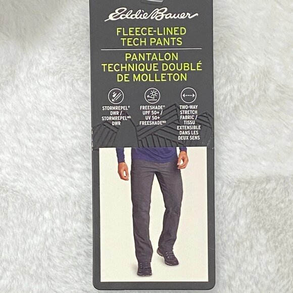 Eddie Bauer Fleece Lined Tech Pants Mens 40 x 30 Gray Water Repellent Insulated - Picture 4 of 14